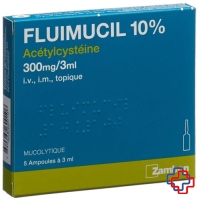 Fluimucil 10% Inj Lös 300 mg/3ml 5 Amp 3 ml