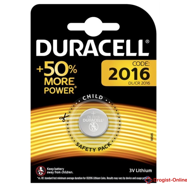 Duracell Batt CR2016 3V Lithium B1 XL Blist