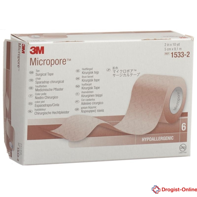 3M Micropore Rollenpflaster ohne Dispenser 50mmx9.14m weiss 6 St